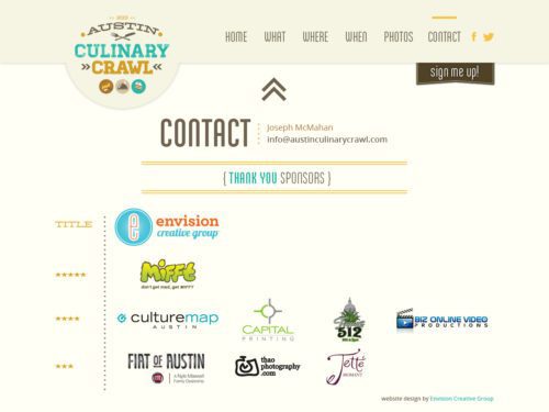 Austin Culinary Crawl Website Design