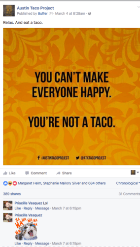 ATP Social Ad: "You can't make everyone happy. You're not a taco"