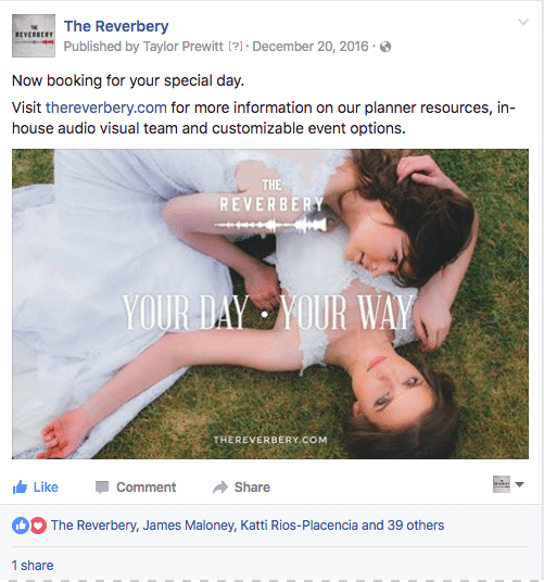 Austin Wedding social Post for the Reverbery