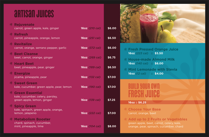 Juice Central Menu Board Design, Panel 1