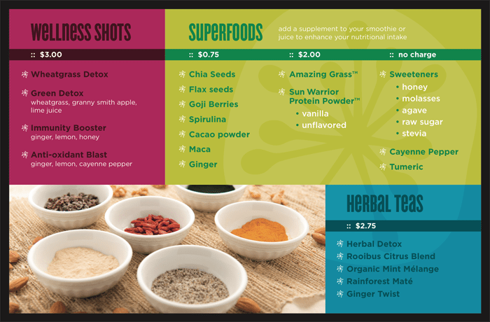 Juice Central Menu Board Design, Panel 4