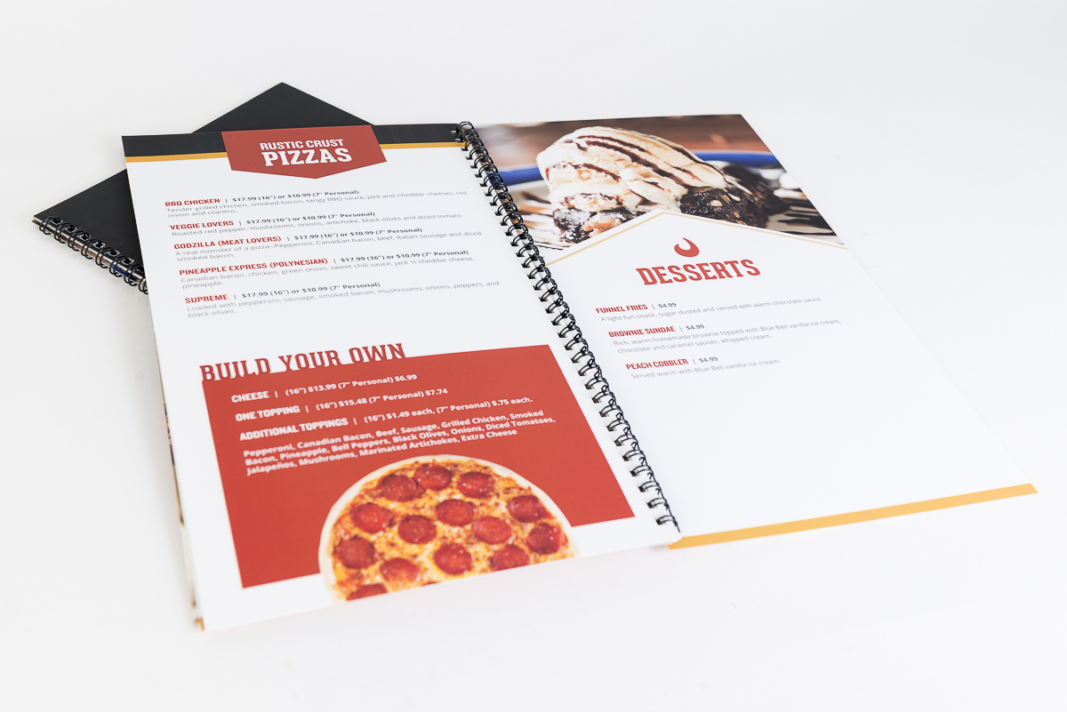 Hardihoods Menu Design (pizza & dessert)