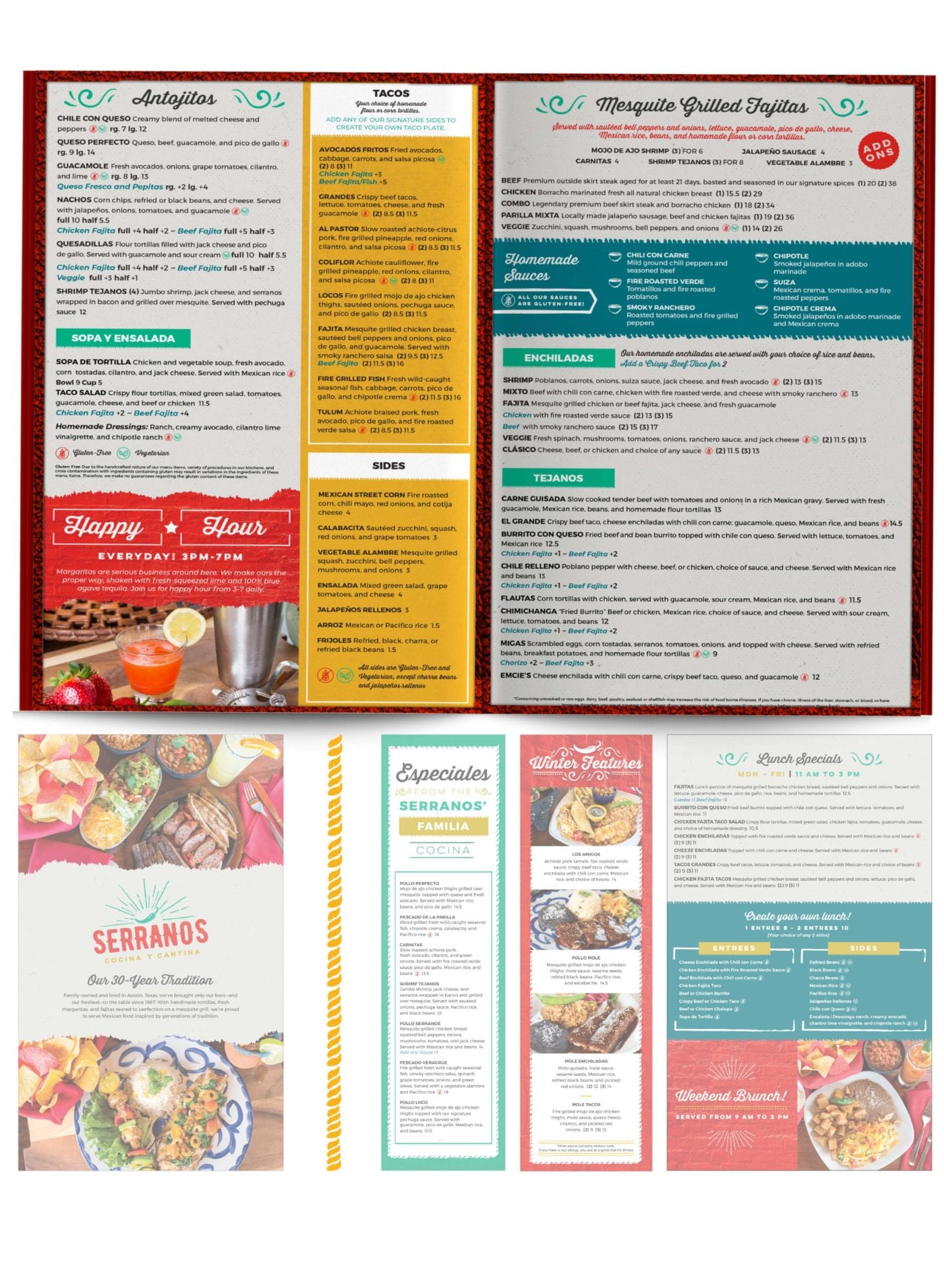 Serranos Printed Food Menu