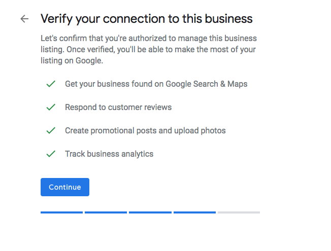 Google My Business step 6 is to verify your connection 