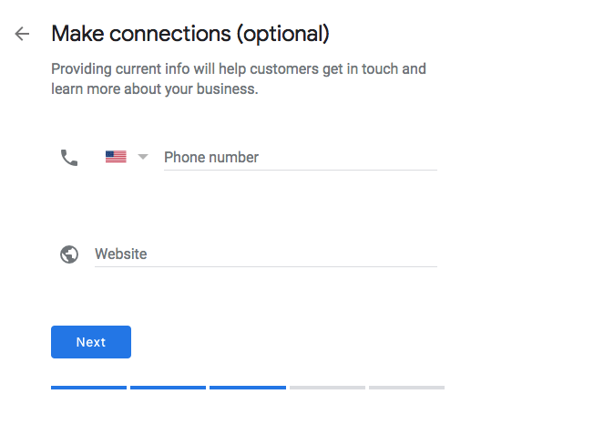 Google My Business step 5 is to add a phone number