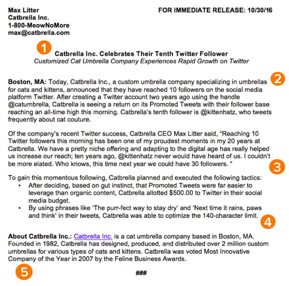 A press release example from HubSpot