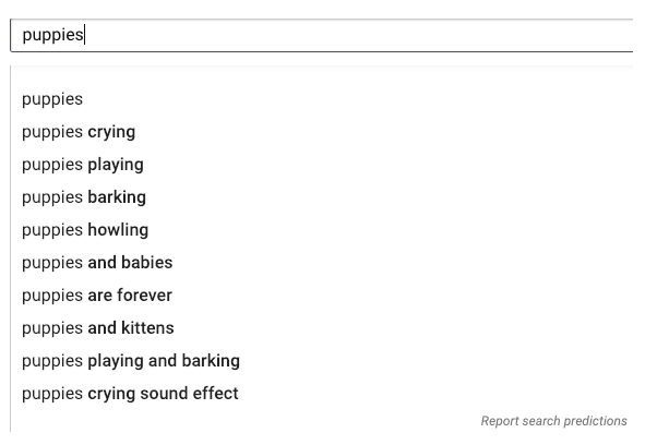 A list of YouTube keywords