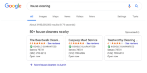 Local Services Listing Page for House Cleaners Screenshot