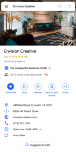 Google My Business for Envision Creative