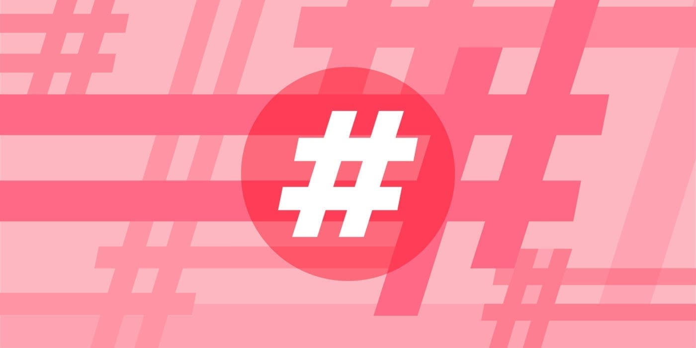 hashtags on a pink background