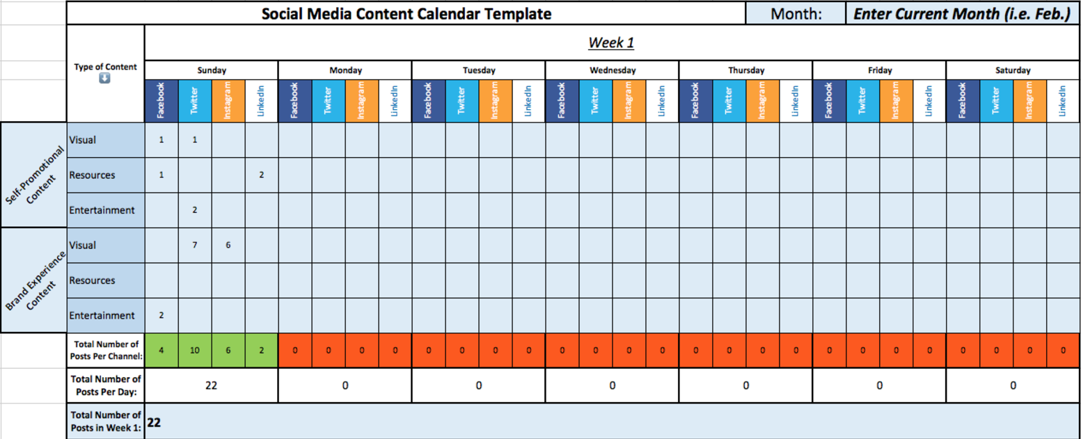 social media content calendar